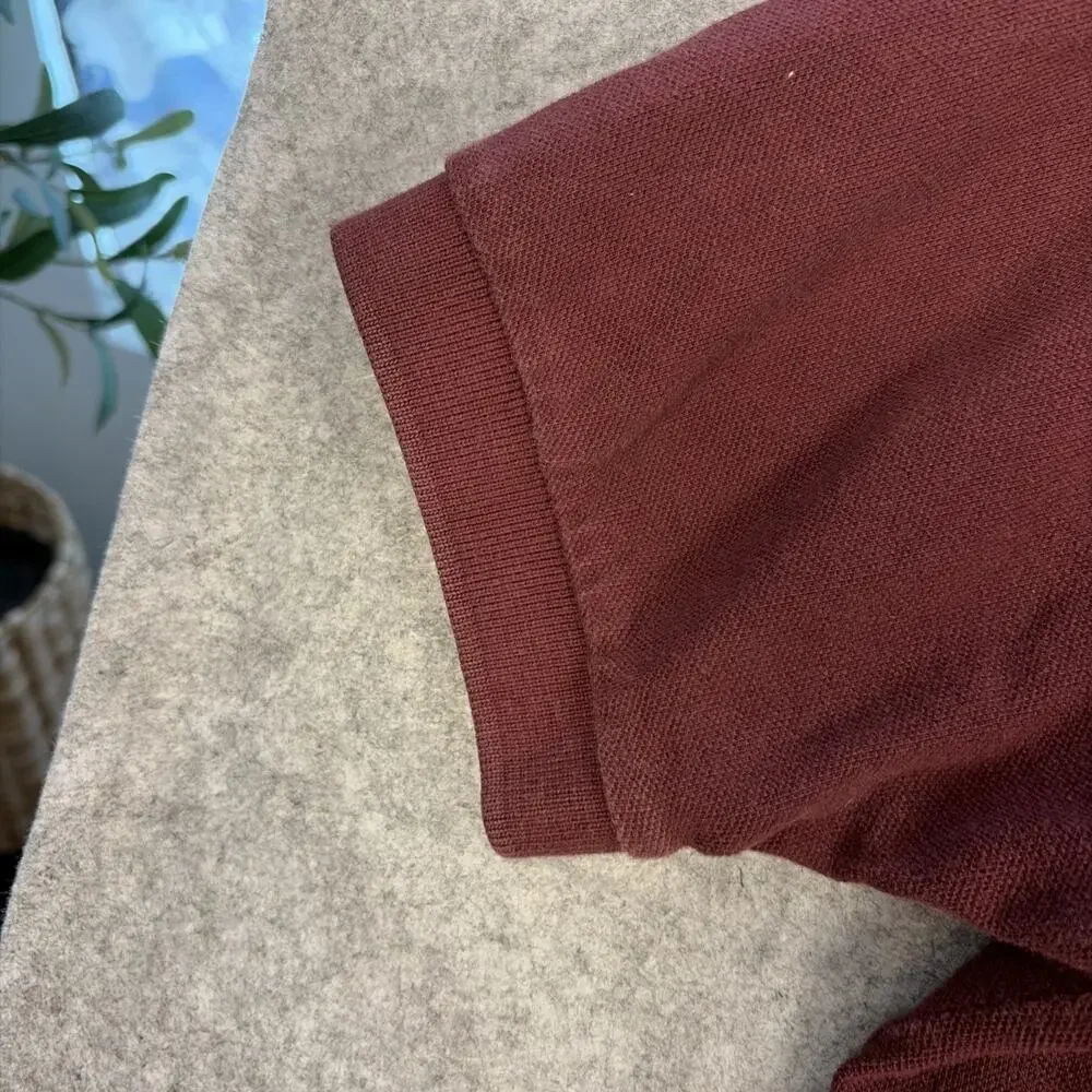 Ralph Lauren 100 % Cotton Burgundy Color Men Size Lg Polo Shirt